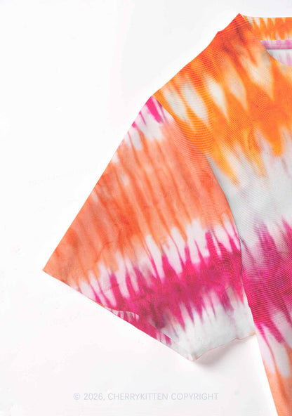 Lesbian Tie Dye Pride Y2K Mesh Crop Top Cherrykitten
