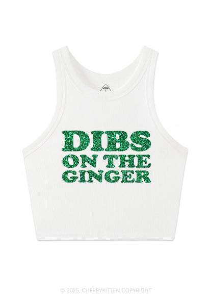 Glitter Dibs On The Ginger St Patricks Y2K Crop Tank Top Cherrykitten