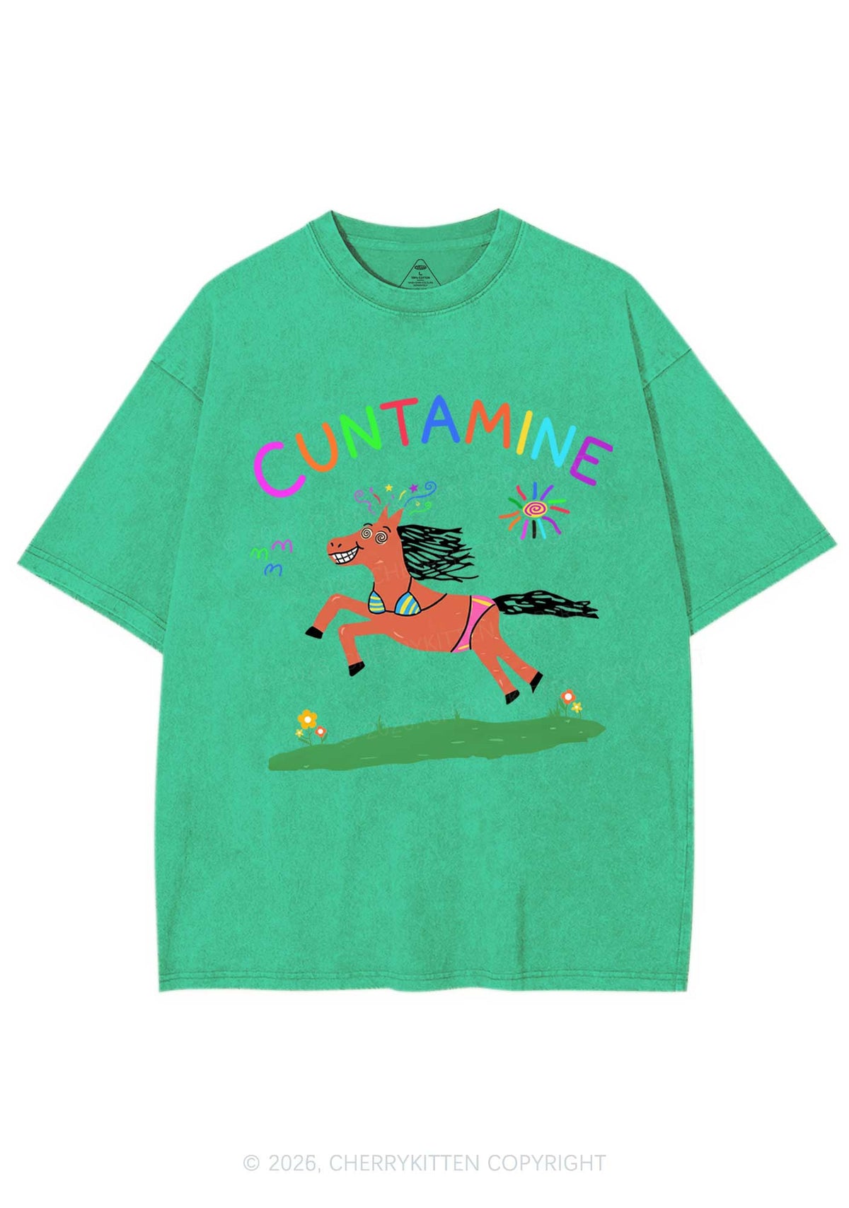Cxxtamine Pony Y2K Shirts Washed Tee Cherrykitten