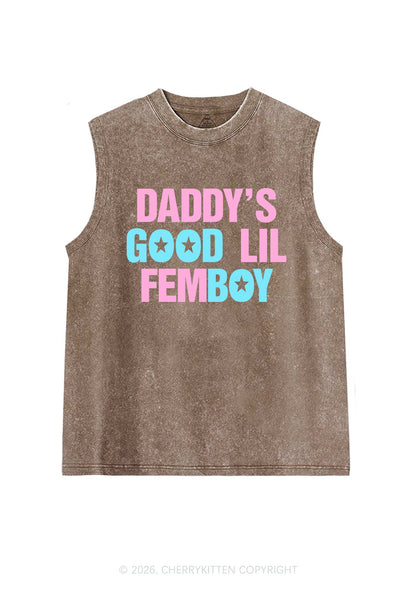Daddys Good Lil Femboy Pride Y2K Washed Muscle Tank Cherrykitten