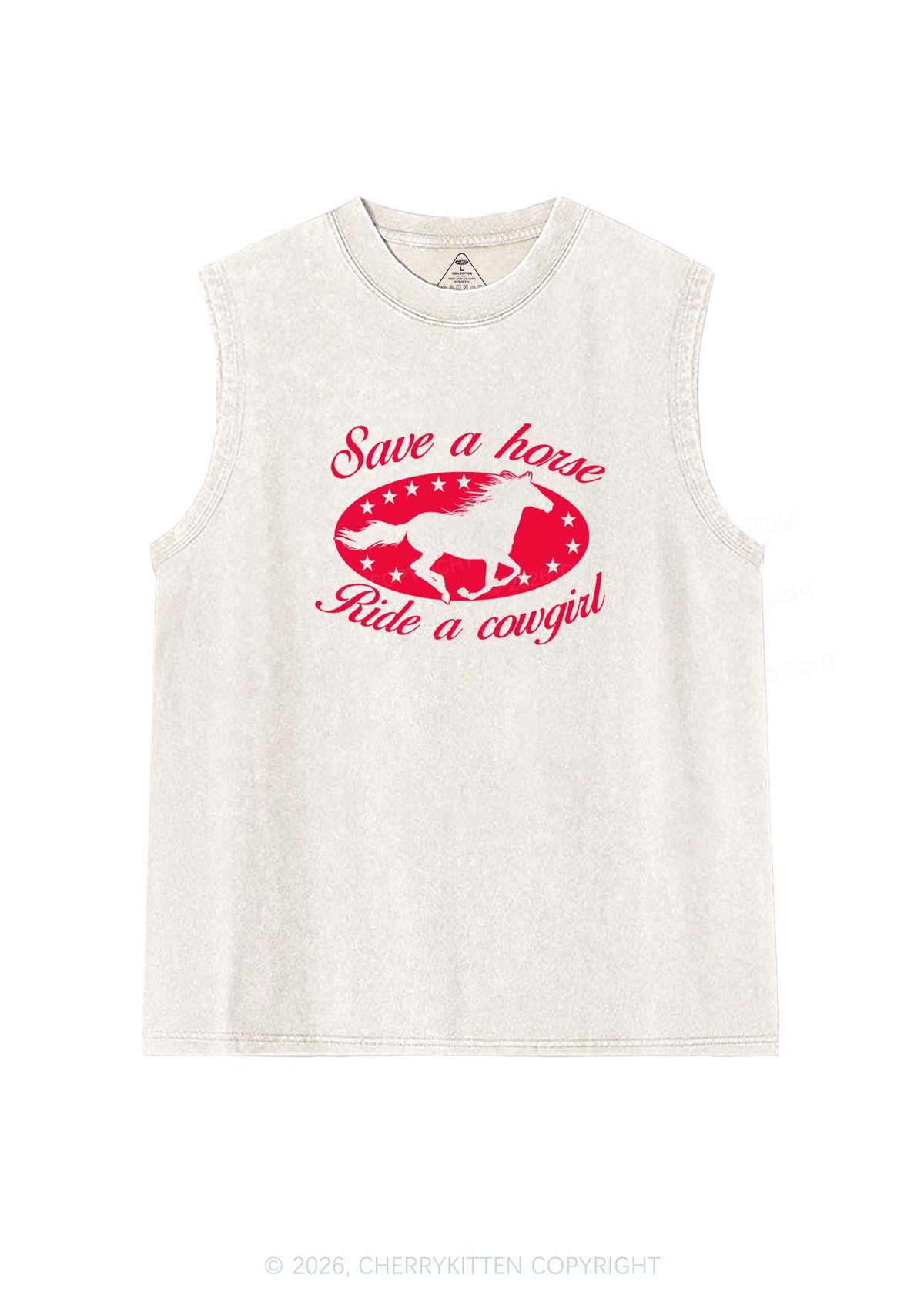 Star Horse Cowgirl Pride Y2K Washed Muscle Tank Cherrykitten