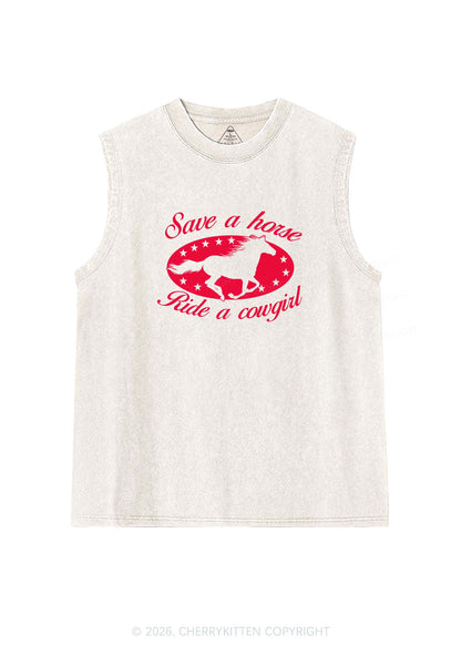 Star Horse Cowgirl Pride Y2K Washed Muscle Tank Cherrykitten