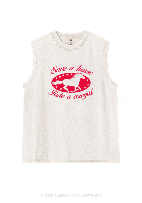Star Horse Cowgirl Pride Y2K Washed Muscle Tank Cherrykitten