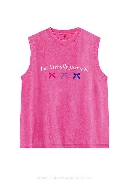 Im Literally Just A Bi Pride Y2K Washed Muscle Tank Cherrykitten