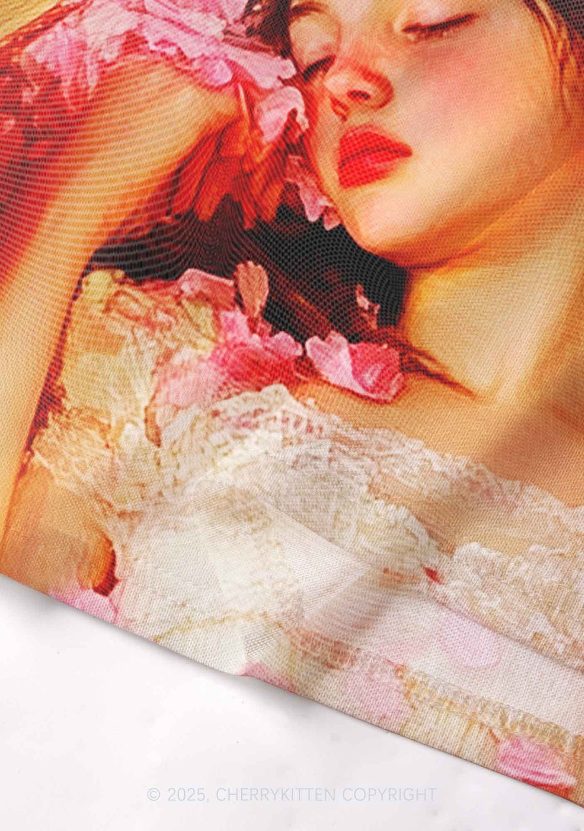 Flower Girls Y2K Mesh Crop Top Cherrykitten
