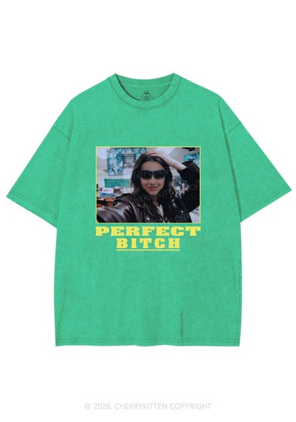 Custom Perfect Bxxch Y2K Shirts Washed Tee Cherrykitten