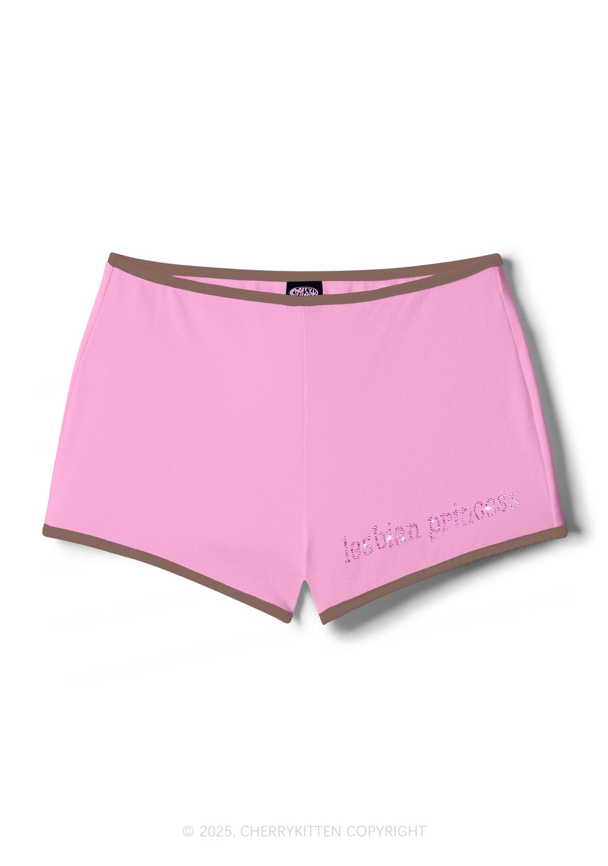 Rhinestone Pink Lesbian Princess Y2K Booty Shorts Cherrykitten