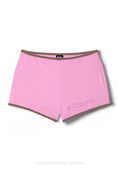 Rhinestone Pink Lesbian Princess Y2K Booty Shorts Cherrykitten