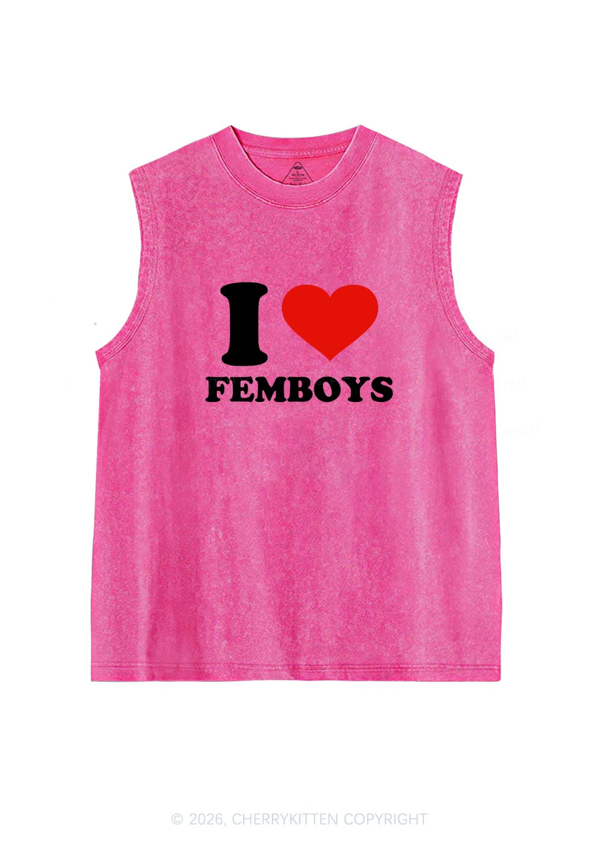 I Love Femboys Pride Y2K Washed Muscle Tank Cherrykitten