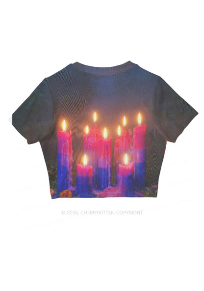 Bisexual Melting Candles Pride Y2K Mesh Crop Top Cherrykitten