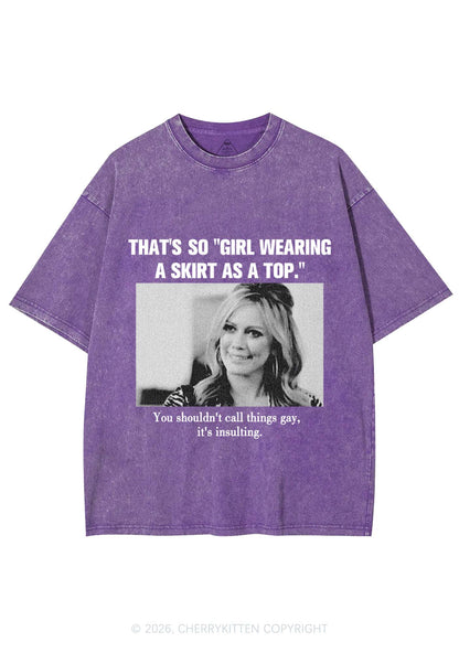 Girl Wearing A Skirt As A Top Y2K Shirts Washed Tee Cherrykitten
