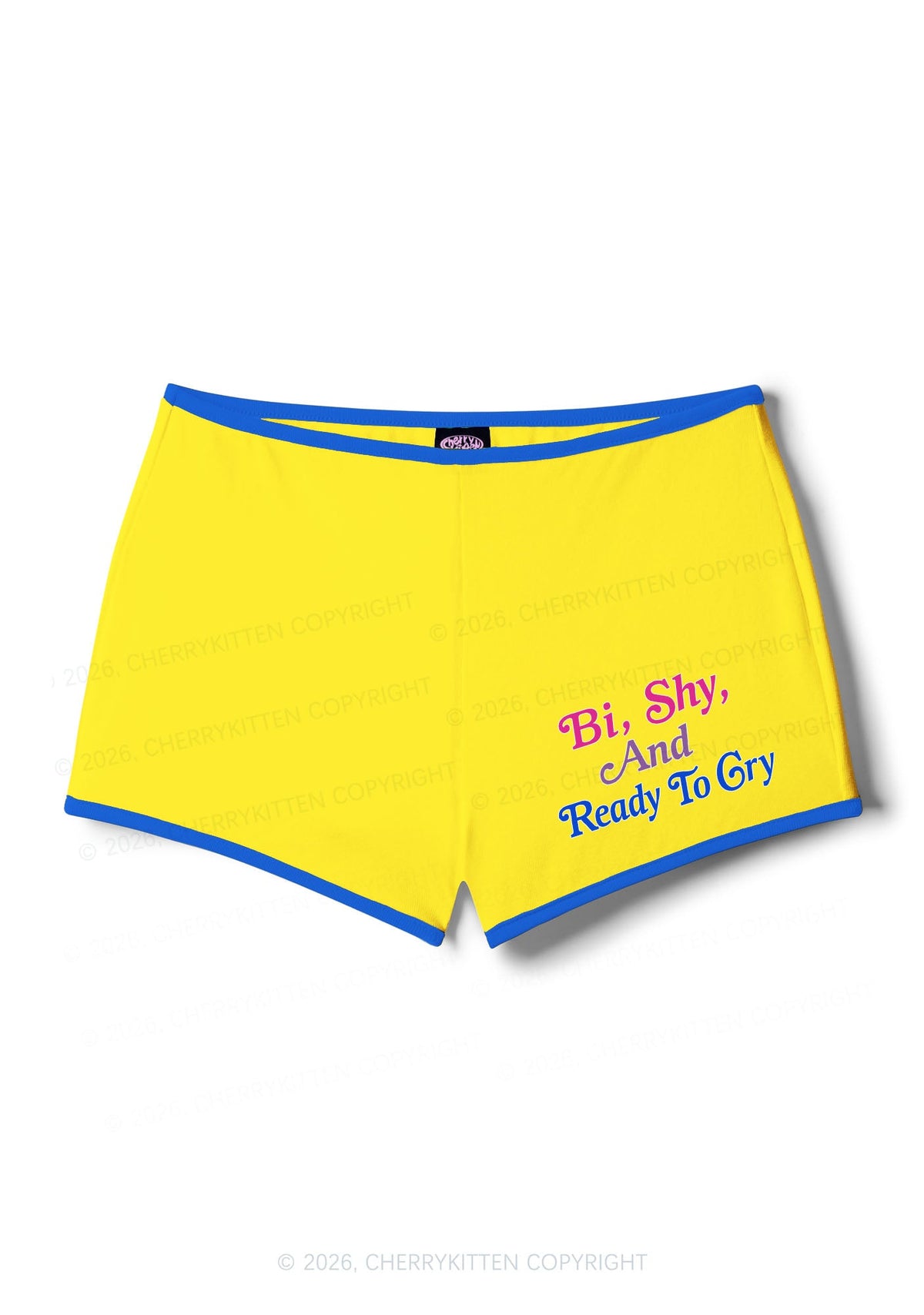 Bi Shy And Ready To Cry Pride Y2K Booty Shorts Cherrykitten