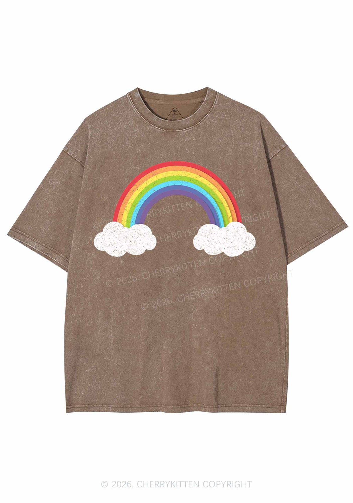 Rainbow Cloud Pride Y2K Shirts Washed Tee Cherrykitten