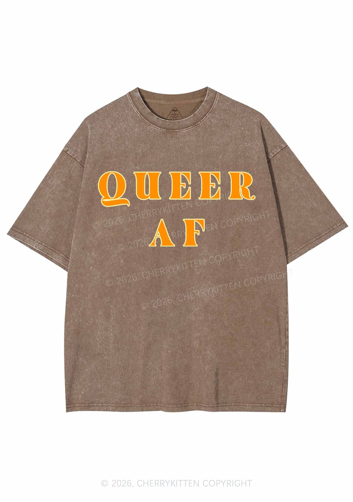 Queer AF Pride Y2K Shirts Washed Tee Cherrykitten
