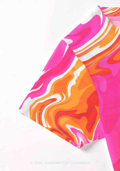 Lesbian Liquid Tie Dye Pride Y2K Mesh Crop Top Cherrykitten