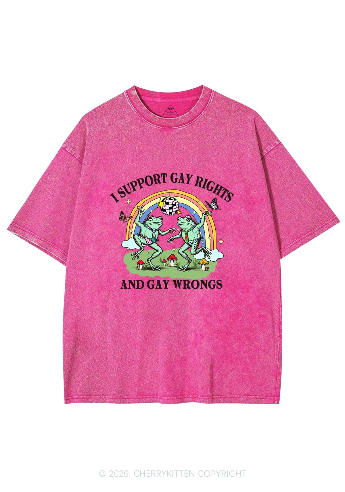 I Support Gay Rights Disco Frogs Y2K Shirts Washed Tee Cherrykitten