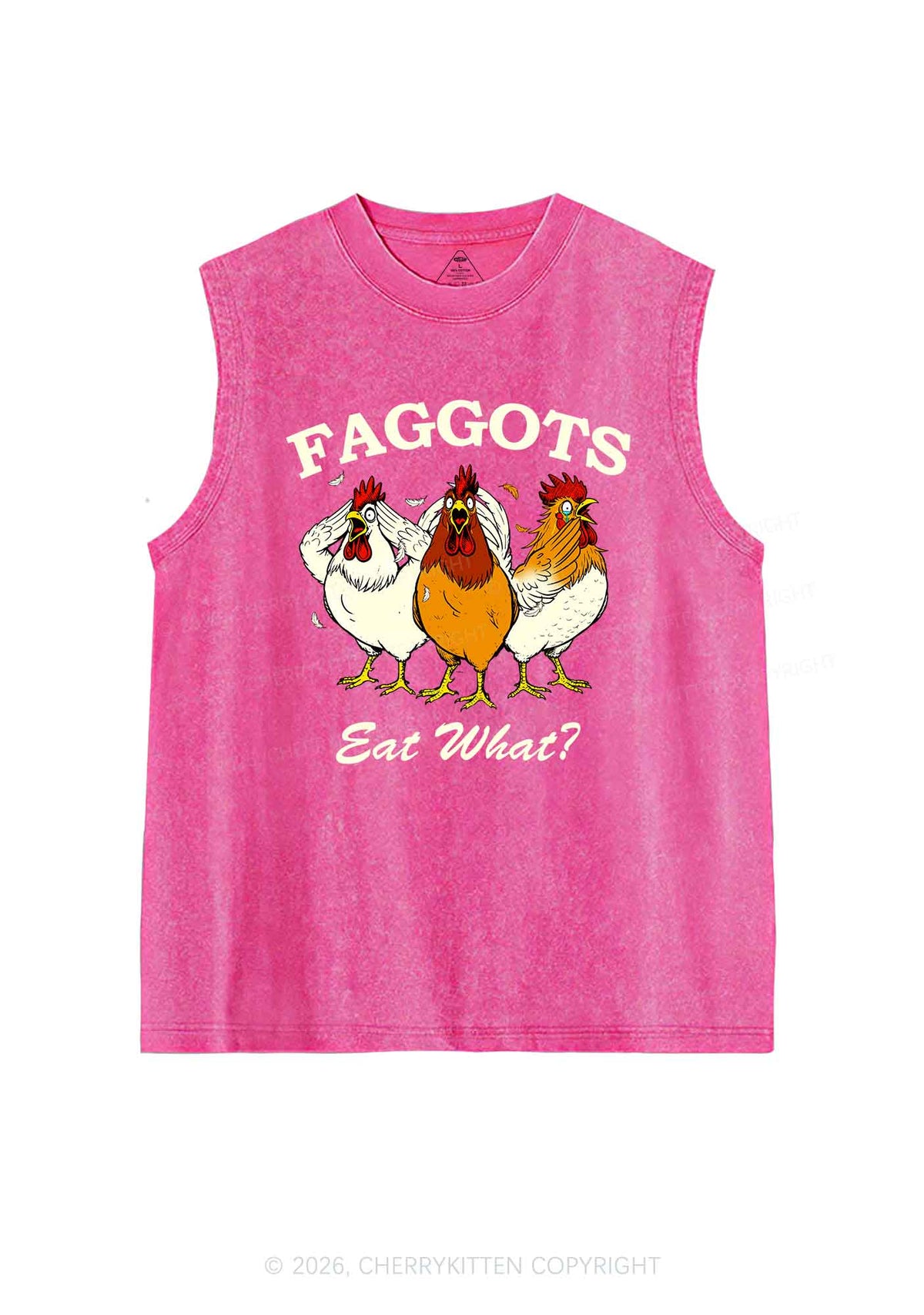 Faggots Eat What Pride Y2K Washed Muscle Tank Cherrykitten