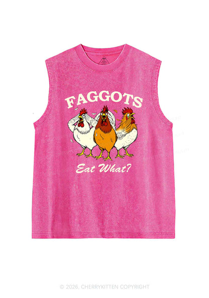 Faggots Eat What Pride Y2K Washed Muscle Tank Cherrykitten