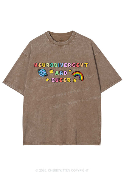 Neurodivergent And Queer Y2K Shirts Washed Tee Cherrykitten