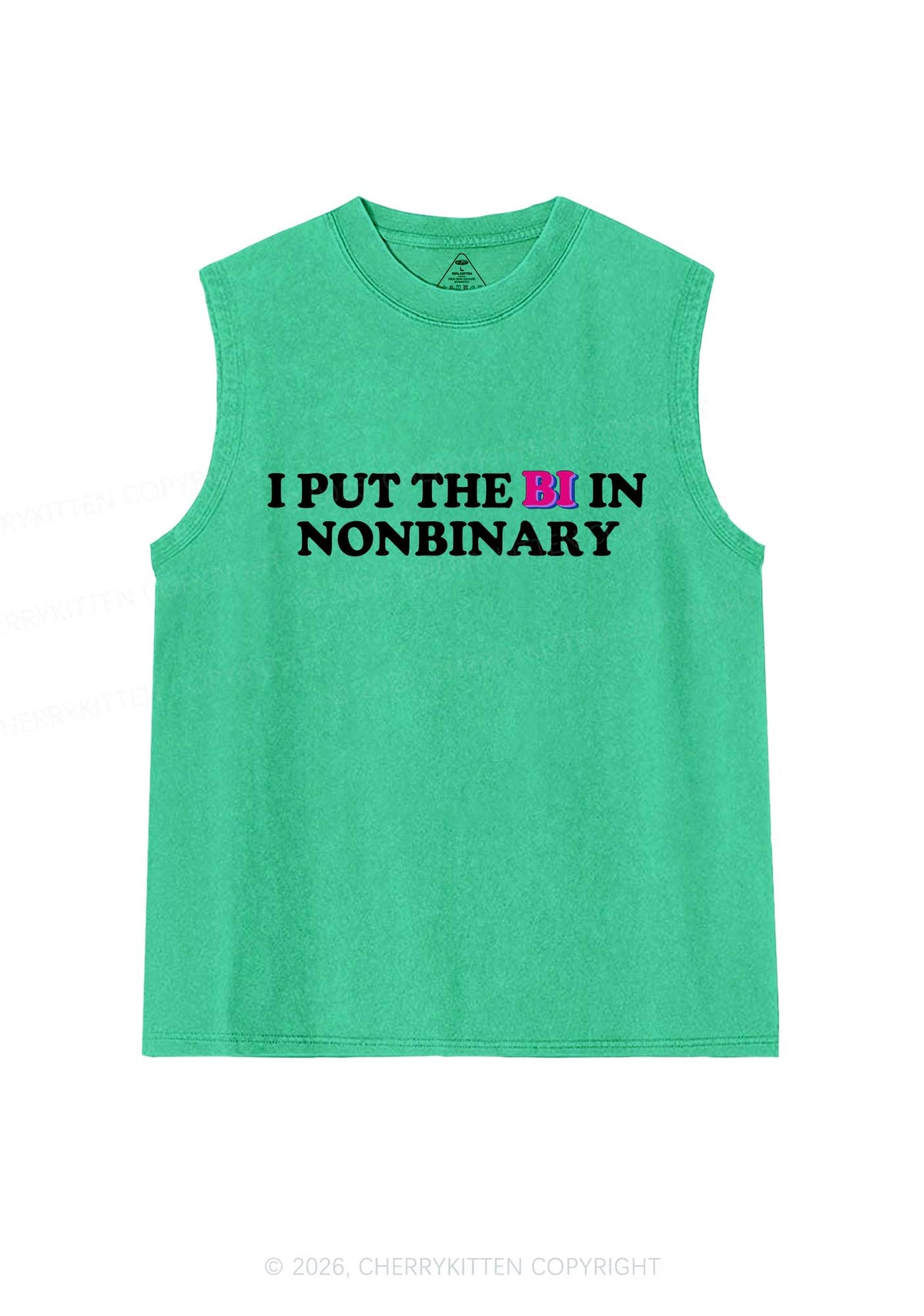 I Put The Bi In Nonbinary Pride Y2K Washed Muscle Tank Cherrykitten