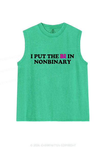 I Put The Bi In Nonbinary Pride Y2K Washed Muscle Tank Cherrykitten