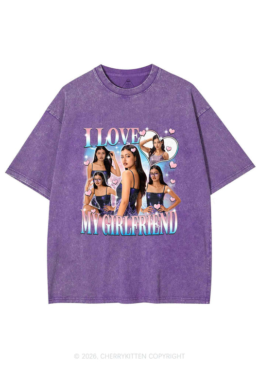 Custom I Love My Trans GF Pride Y2K Shirts Washed Tee Cherrykitten