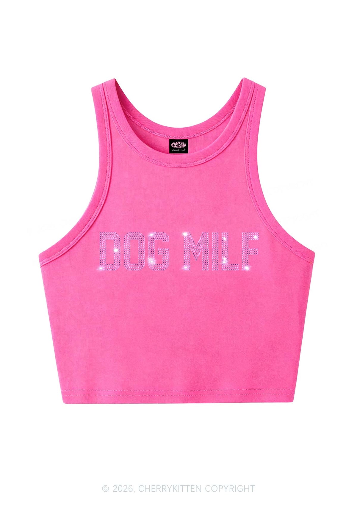 Rhinestone Dog Mxxf Y2K Crop Tank Top Cherrykitten