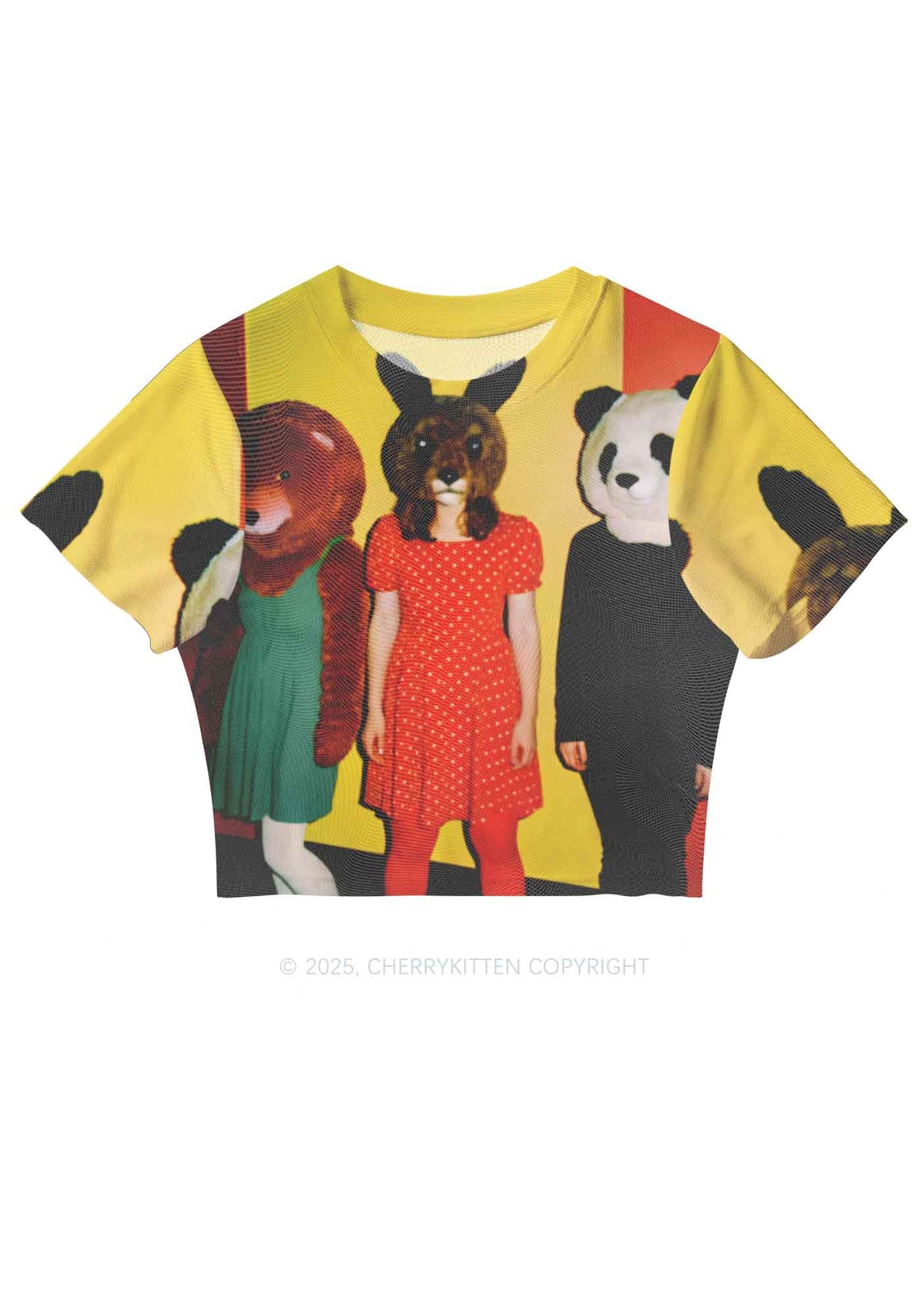 Rabbit Mask Girl Y2K Mesh Crop Top Cherrykitten