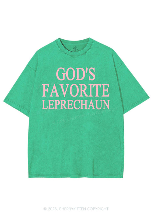 God's Favorite Leprechaun St Patricks Y2K Shirts Washed Tee Cherrykitten