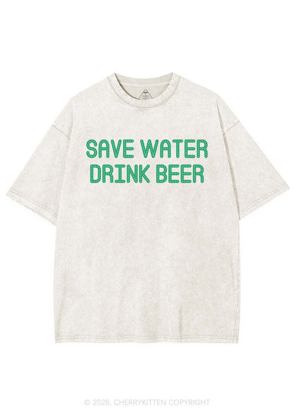 Save Water Drink Beer St Patricks Y2K Shirts Washed Tee Cherrykitten