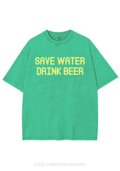 Save Water Drink Beer St Patricks Y2K Shirts Washed Tee Cherrykitten