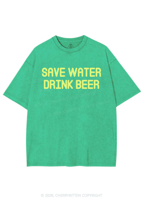 Save Water Drink Beer St Patricks Y2K Shirts Washed Tee Cherrykitten