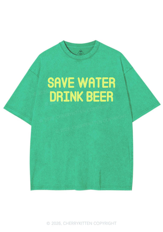 Save Water Drink Beer St Patricks Y2K Shirts Washed Tee Cherrykitten