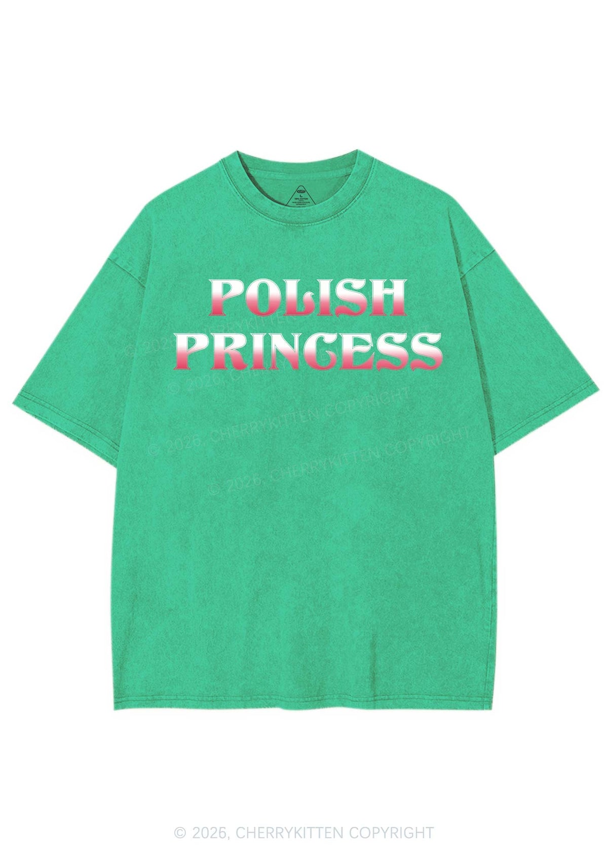 Polish Princess St Patricks Y2K Shirts Washed Tee Cherrykitten