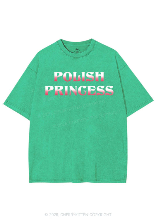 Polish Princess St Patricks Y2K Shirts Washed Tee Cherrykitten