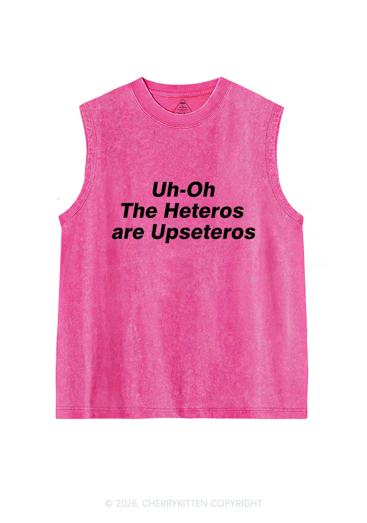 The Heteros Are Upseteros Pride Y2K Washed Muscle Tank Cherrykitten