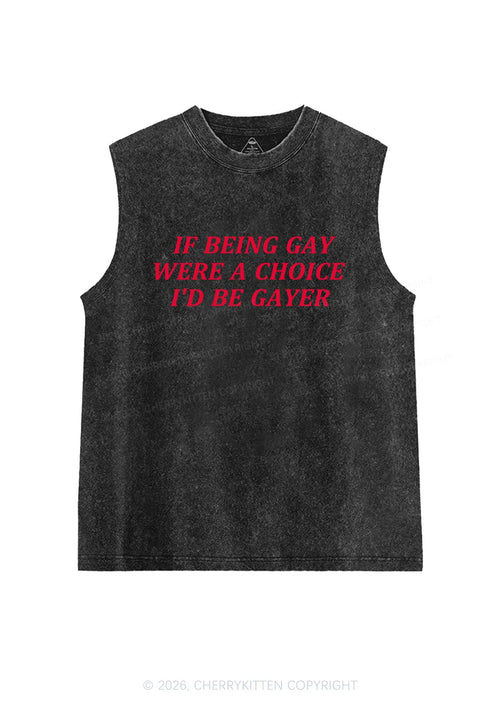 Being Gay Were A Choice Pride Y2K Washed Muscle Tank Cherrykitten