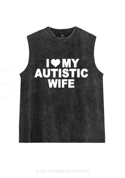 I Love My Autistic Wife Y2K Washed Muscle Tank Cherrykitten
