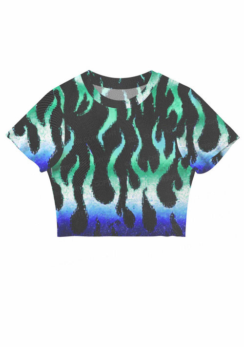 Gay Flame Pride Y2K Mesh Crop Top Cherrykitten