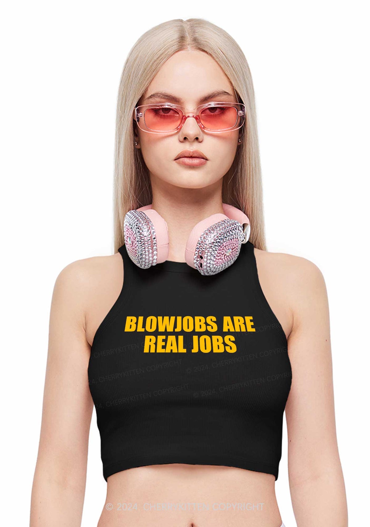 Blxwjobs Are Real Jobs Y2K Crop Tank Top Cherrykitten