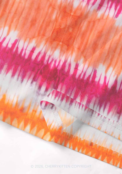 Lesbian Tie Dye Pride Y2K Mesh Crop Top Cherrykitten