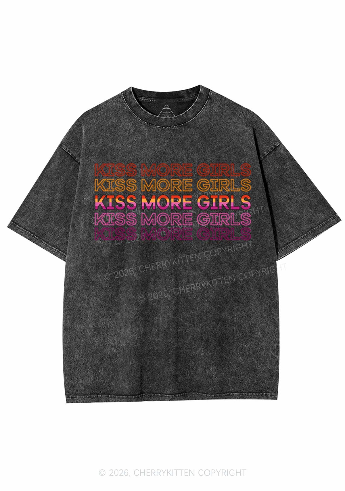 Kiss More Girls Pride Y2K Shirts Washed Tee Cherrykitten