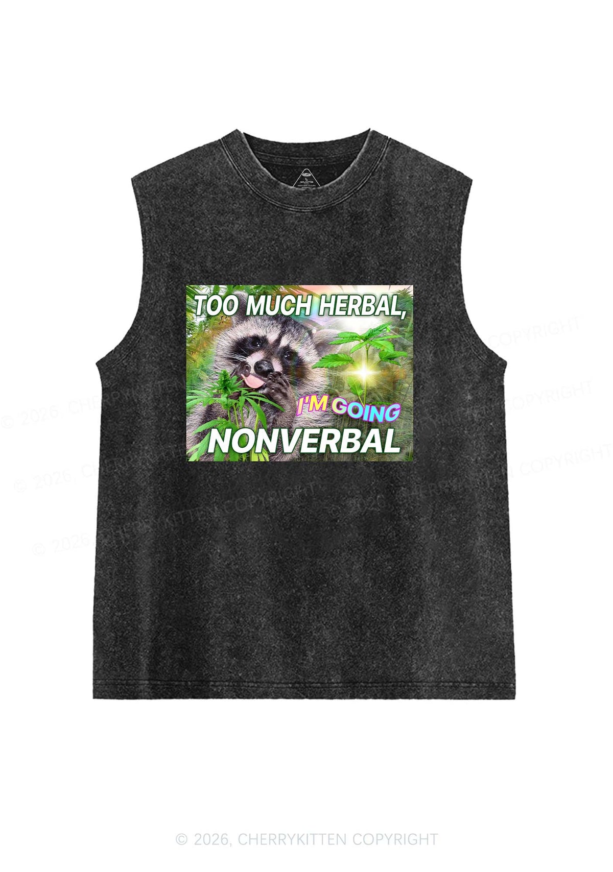 Im Going Nonverbal Y2K Washed Muscle Tank Cherrykitten