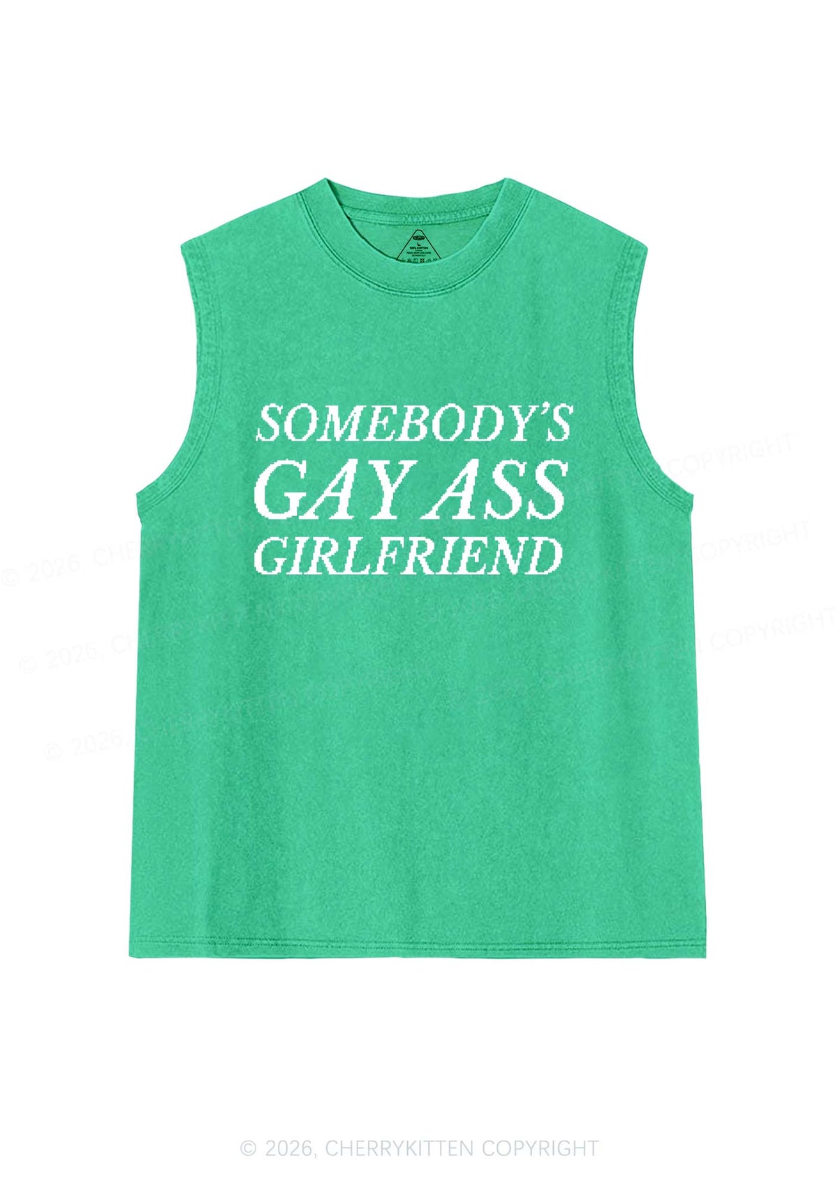 Somebodys Gay Axx Girlfriend Pride Y2K Washed Muscle Tank Cherrykitten