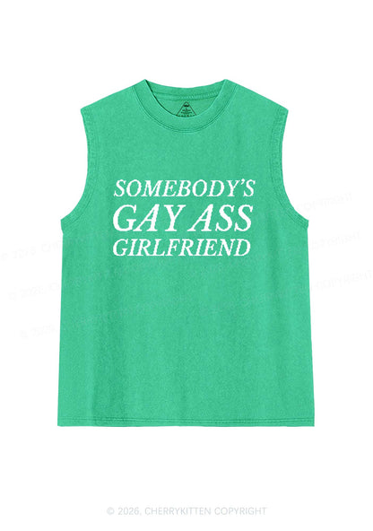 Somebodys Gay Axx Girlfriend Pride Y2K Washed Muscle Tank Cherrykitten