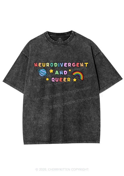 Neurodivergent And Queer Y2K Shirts Washed Tee Cherrykitten