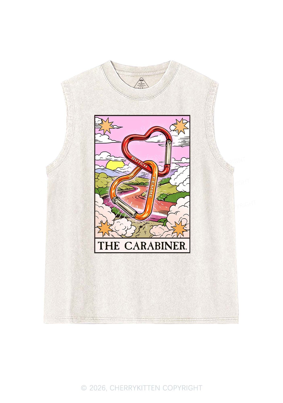 The Carabiner Tarot Pride Y2K Washed Muscle Tank Cherrykitten