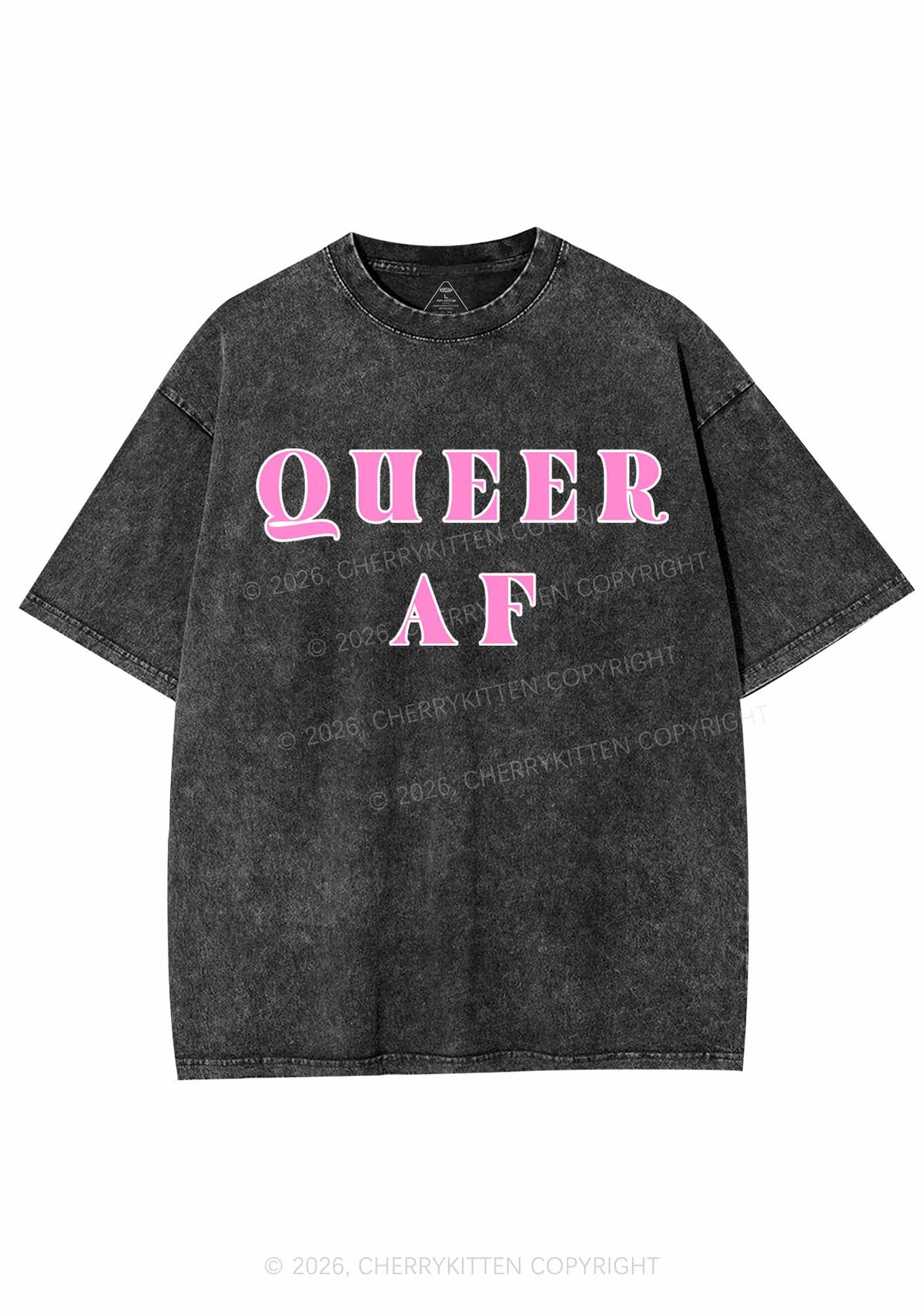 Queer AF Pride Y2K Shirts Washed Tee Cherrykitten