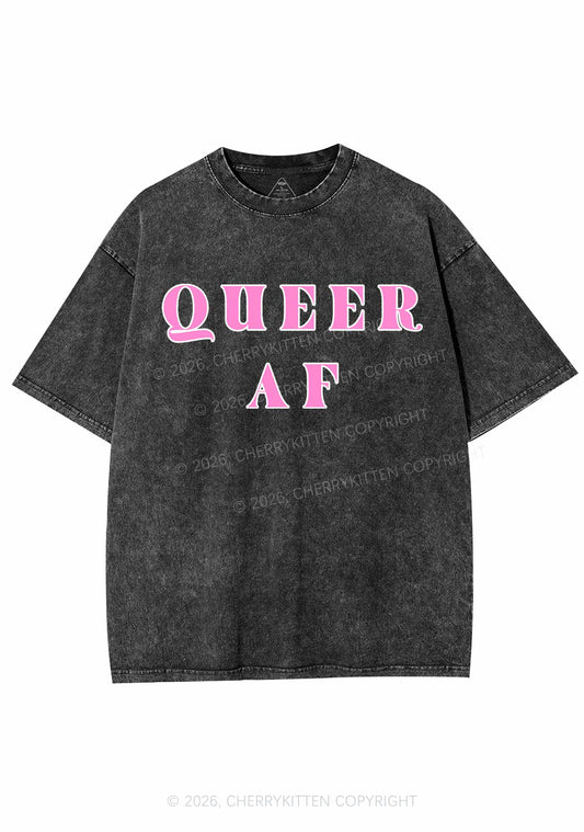 Queer AF Pride Y2K Shirts Washed Tee Cherrykitten