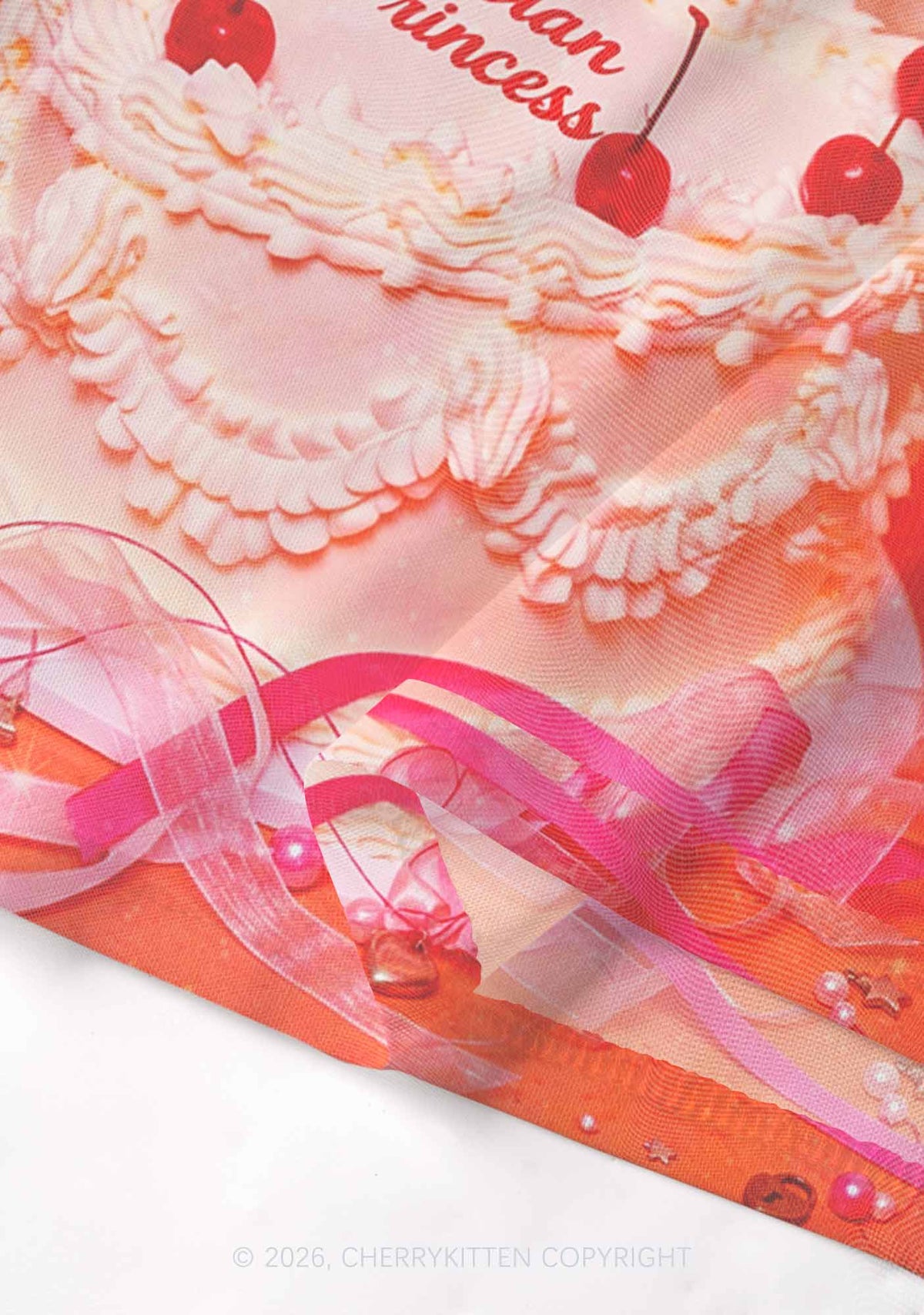 Coral Lesbian Princess Cake Pride Y2K Mesh Crop Top Cherrykitten